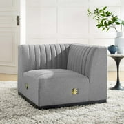 Conjure Channel Tufted Upholstered Fabric Left Corner Chair-EEI-5497